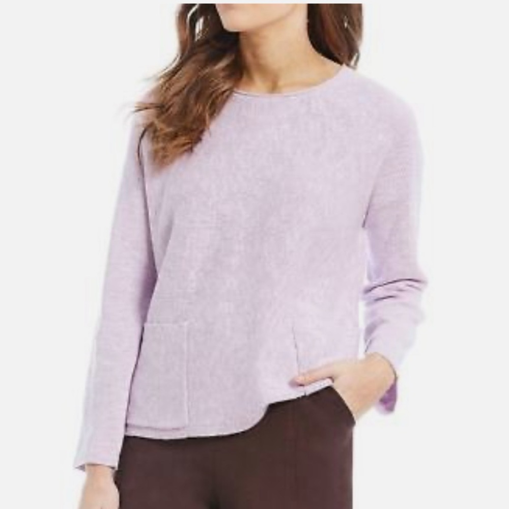 Eileen Fisher Lavender Organic Linen Cotton Slub Round Neck Box-Top Malow XS